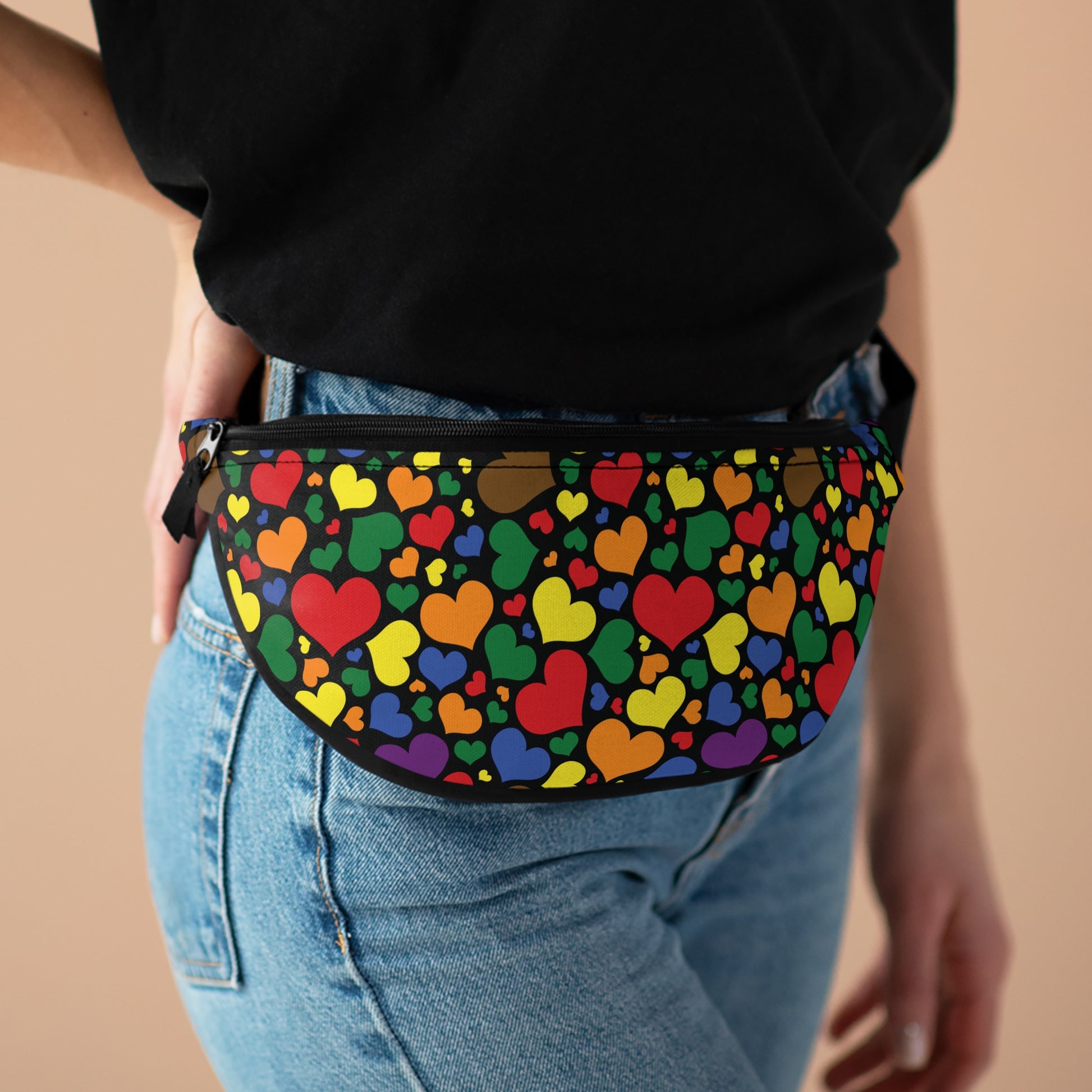 One size PoC Rainbow Pride Hearts Fanny Pack