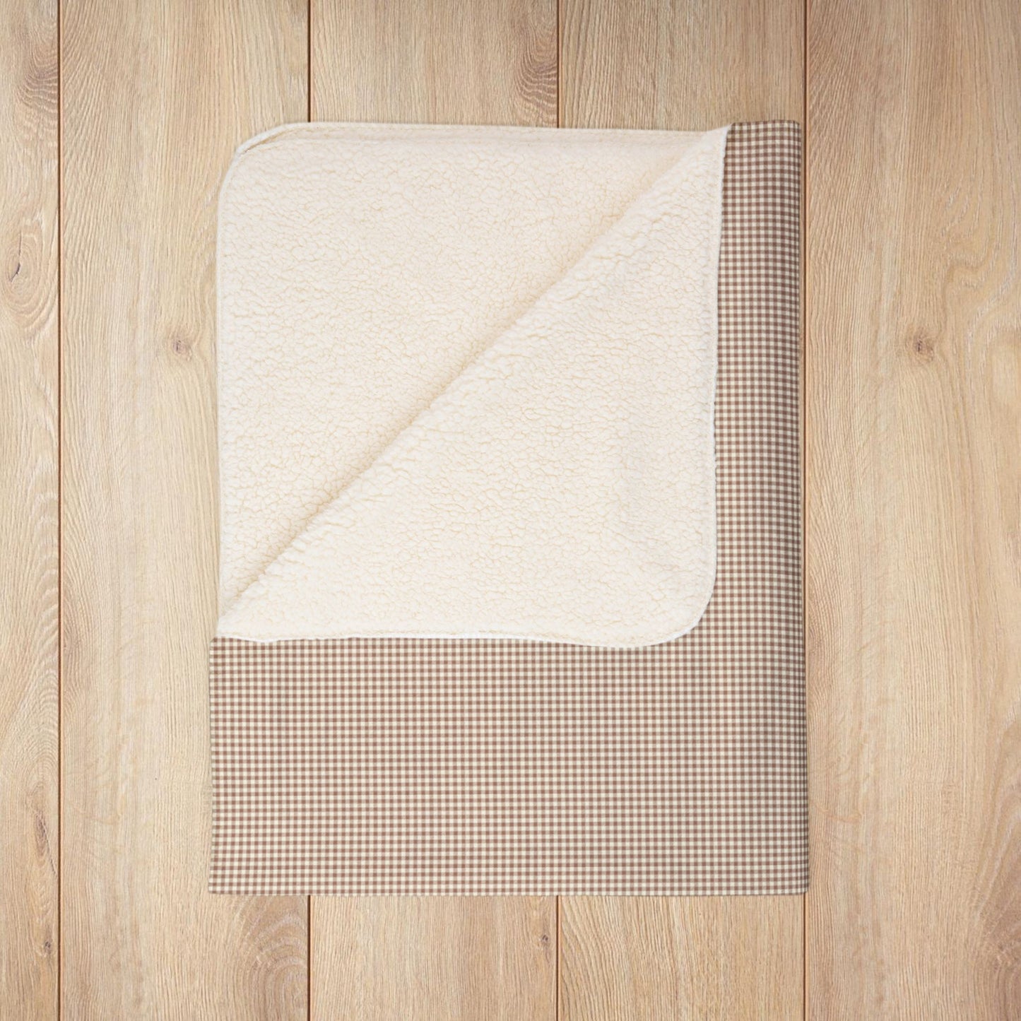 Mocha & Cream Gingham Fleece Sherpa Blanket