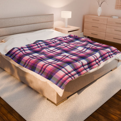 Genderfluid Pride Plaid Velveteen Plush Blanket