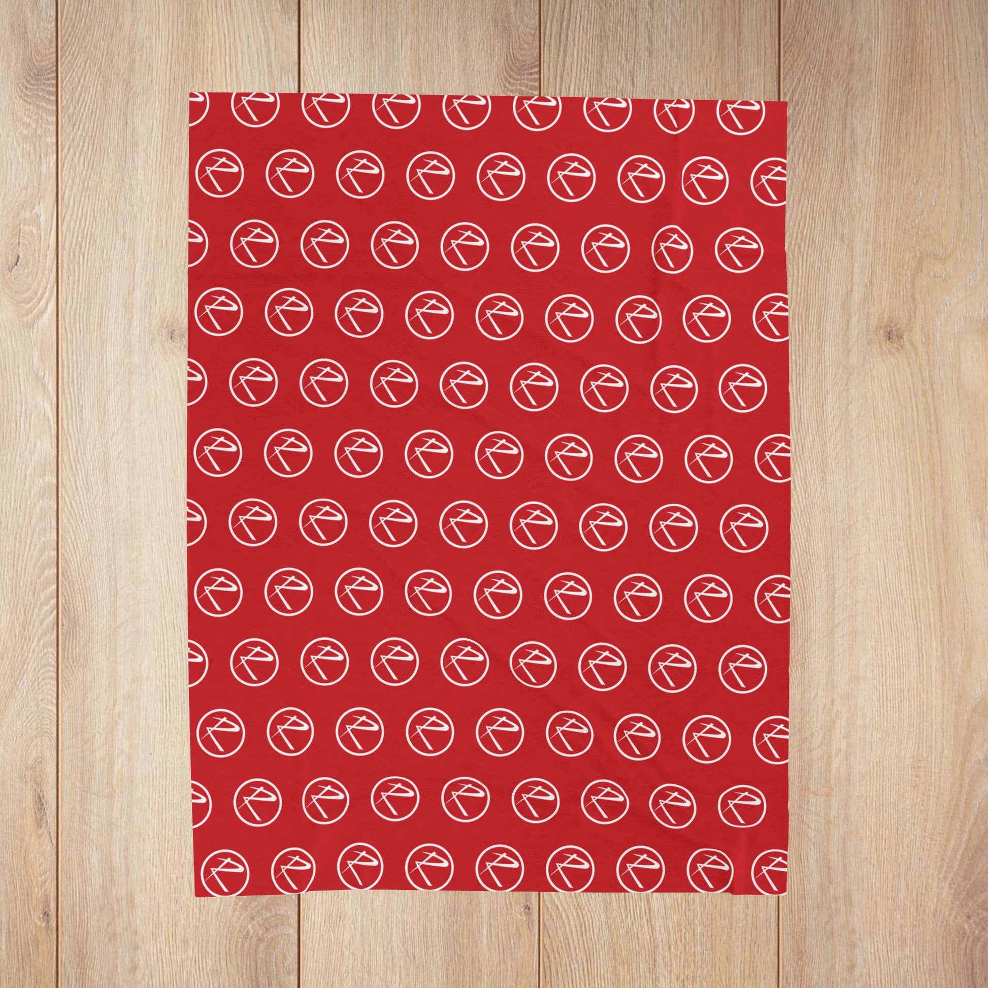 White Rambler Logo Red Velveteen Plush Blanket