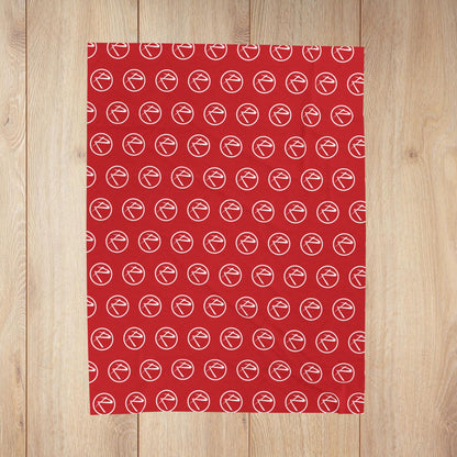 White Rambler Logo Red Velveteen Plush Blanket