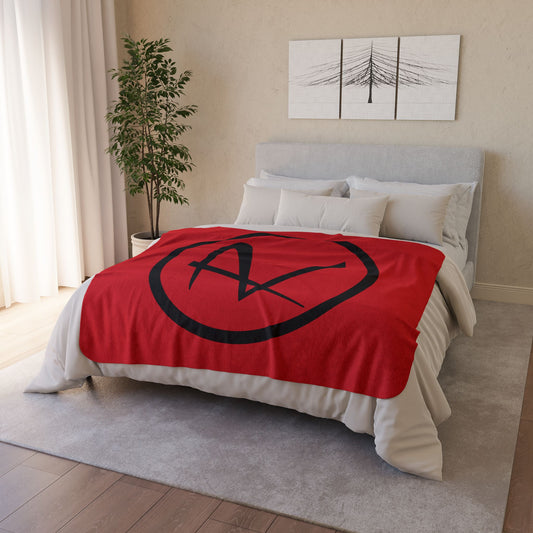 Rambler Black Logo Red Fleece Sherpa Blanket