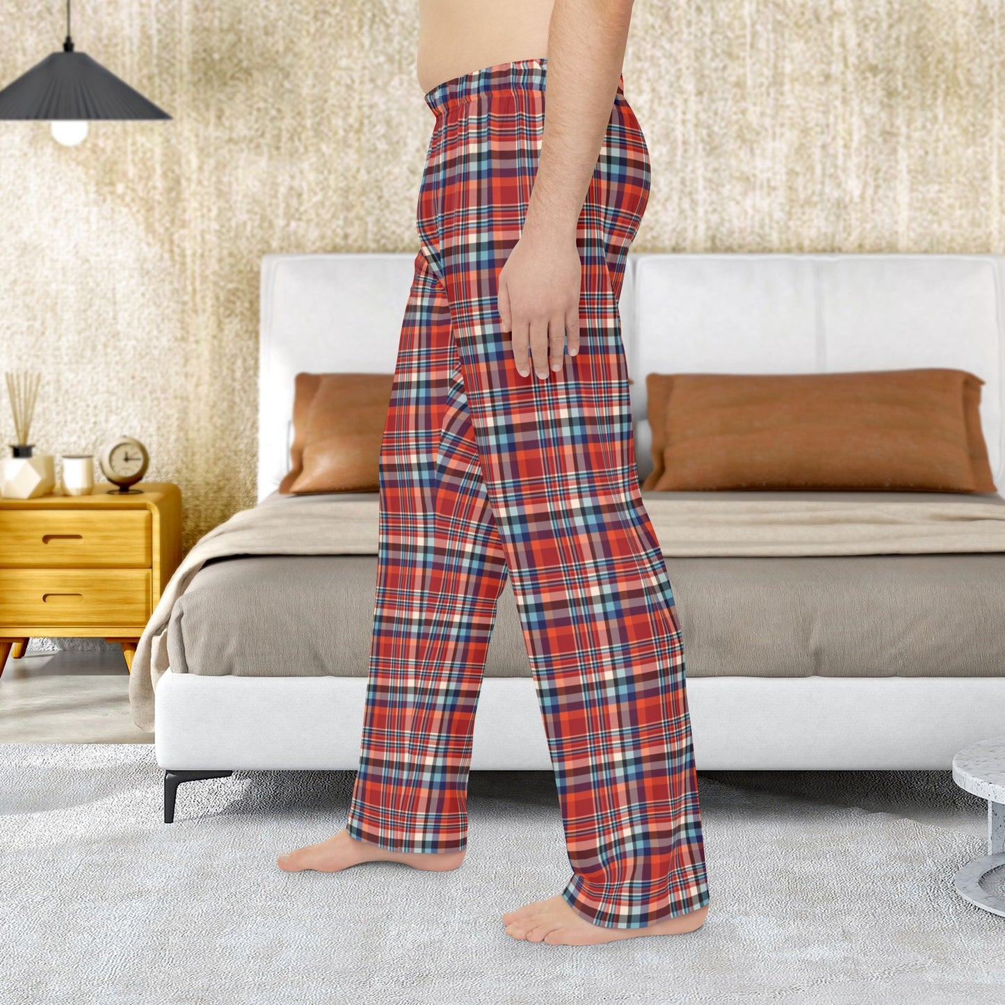 Men’s Red, Orange & Cream Ohio Plaid Pajama Pants