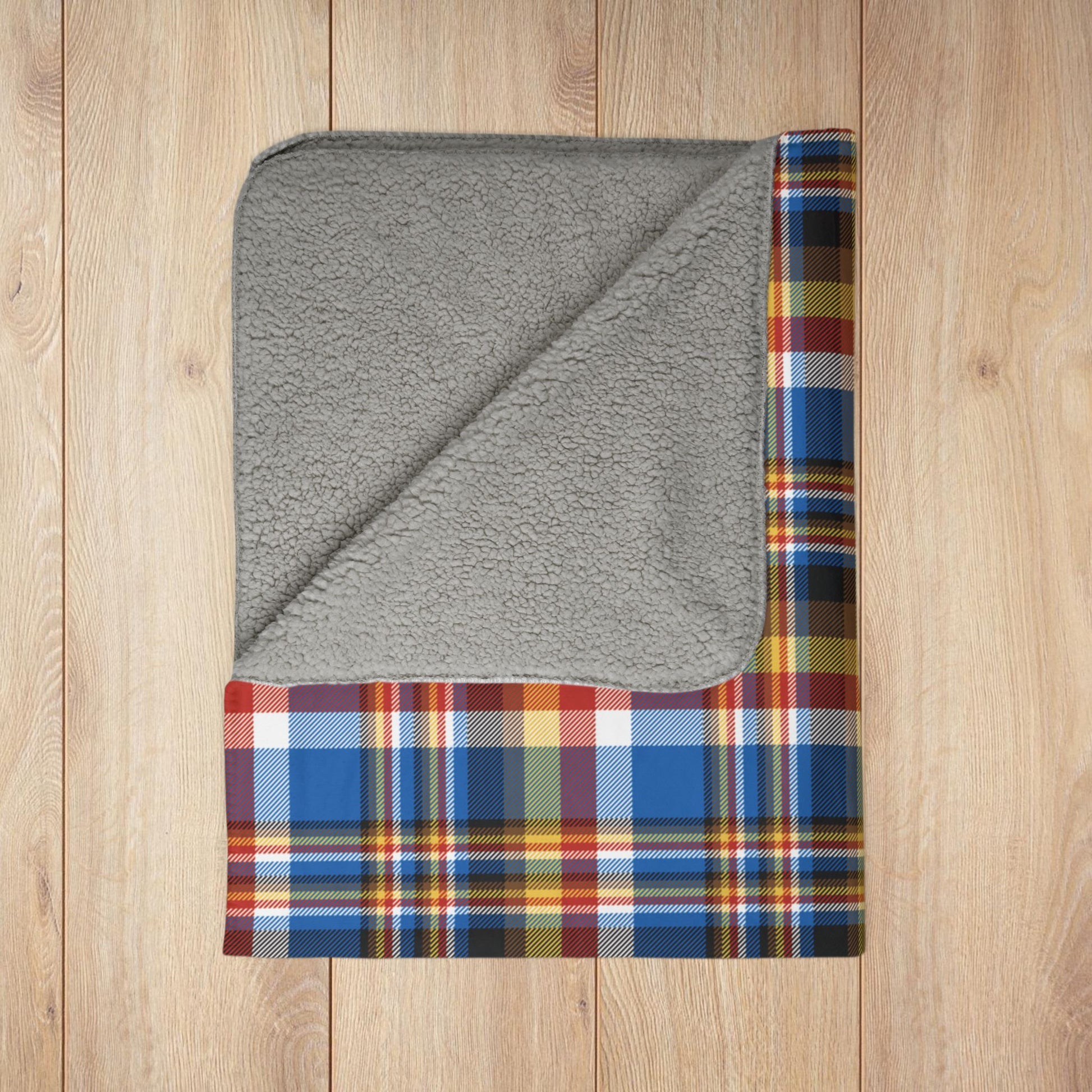 Brown, Red & Blue Sandusky OH Plaid Fleece Sherpa Blanket