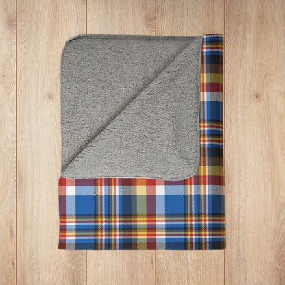 Brown, Red & Blue Sandusky OH Plaid Fleece Sherpa Blanket
