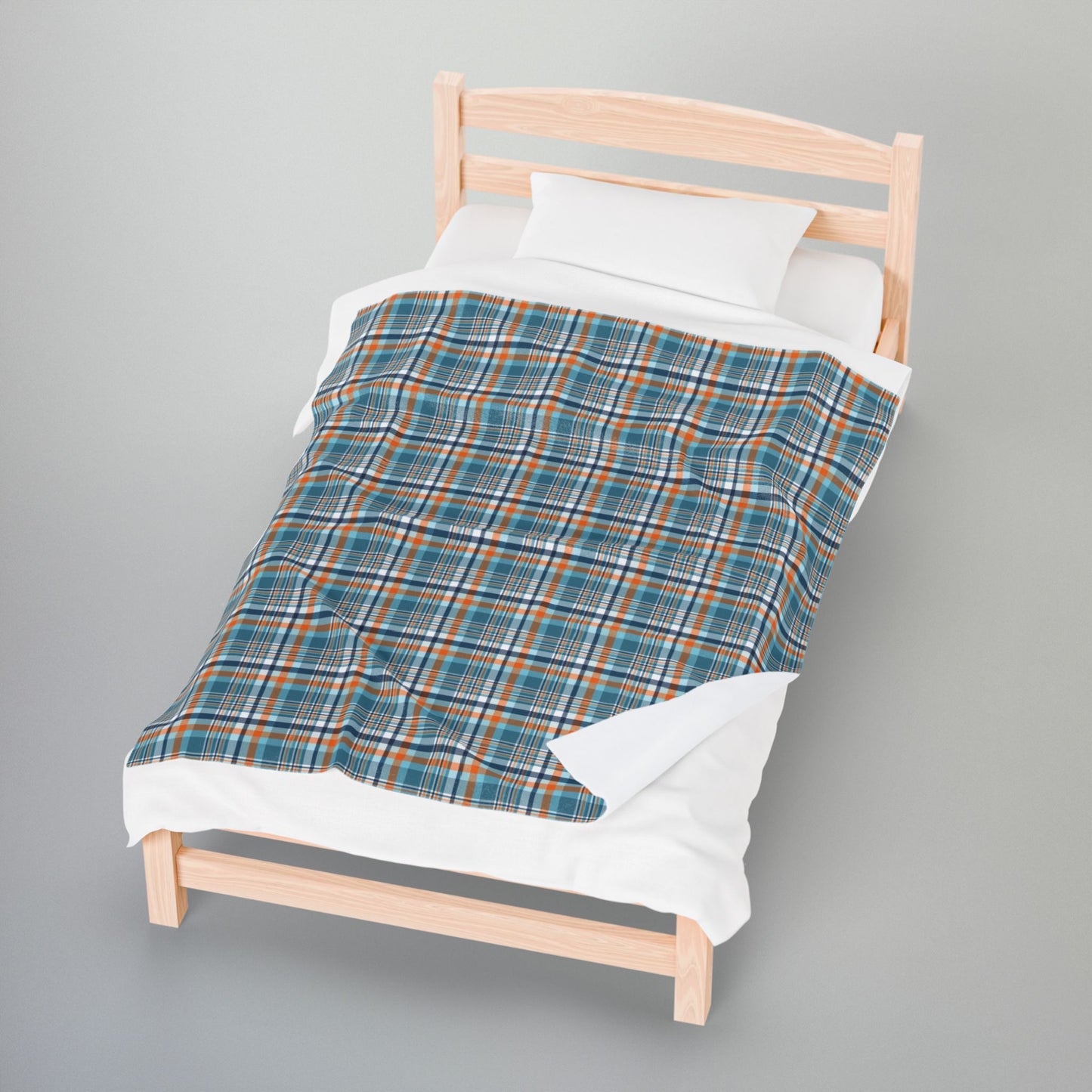 Light Blue & Orange Ohio Velveteen Plush Blanket