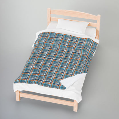 Light Blue & Orange Ohio Velveteen Plush Blanket