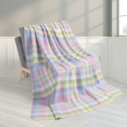 60" × 80" Easter Pastel Plaid Fleece Sherpa Blanket