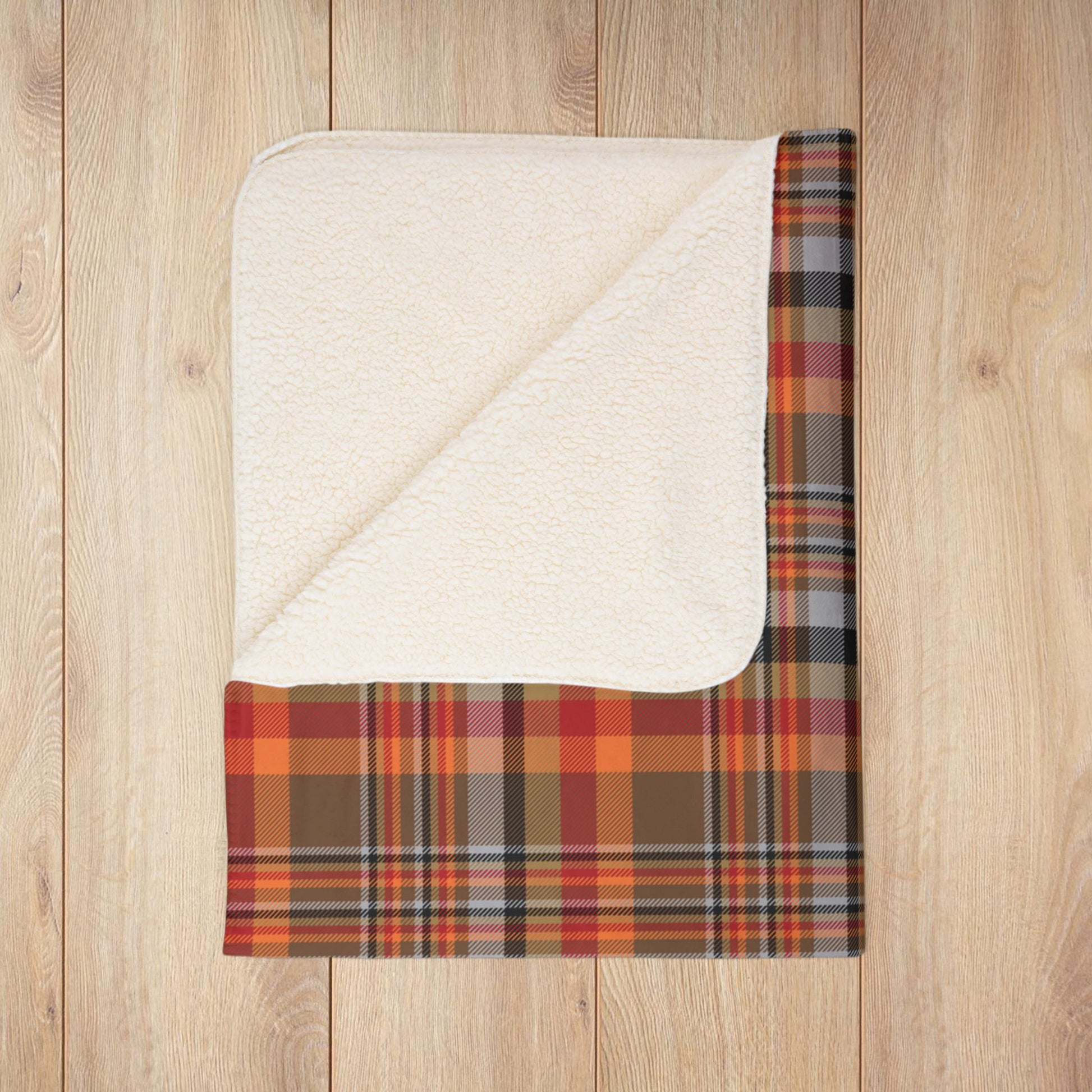 Brown & Orange Gurnee IL Plaid Fleece Sherpa Blanket
