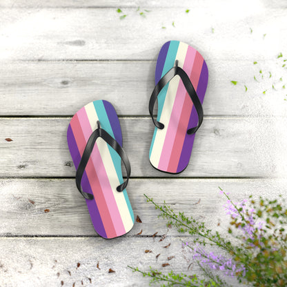 S Black sole Aurora Lesboy Pride Flip Flops