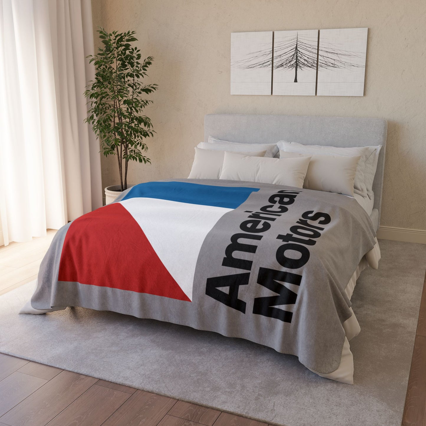 AMC Logo Grey Fleece Sherpa Blanket