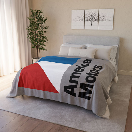 AMC Logo Grey Fleece Sherpa Blanket