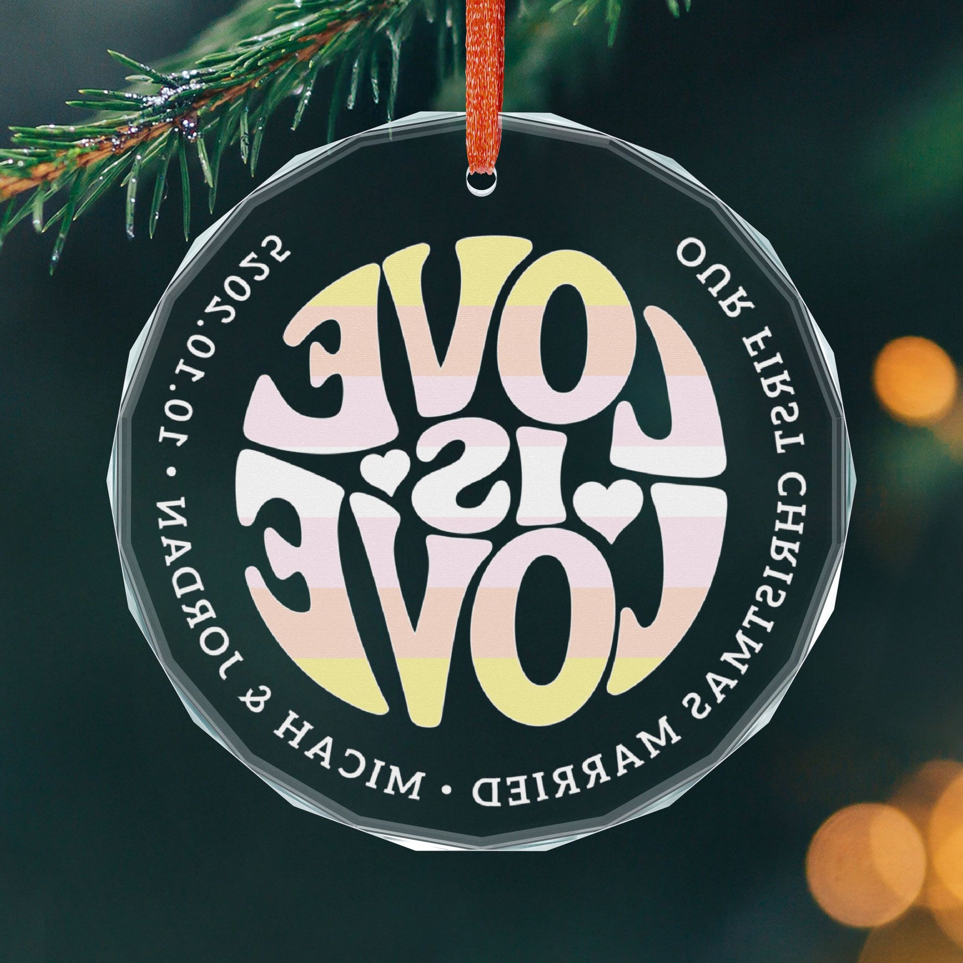 Custom Crystal Love is Love Pangender Pride 3" Circle Ornament