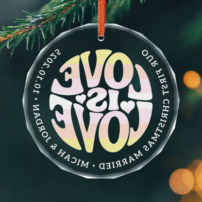 Custom Crystal Love is Love Pangender Pride 3" Circle Ornament