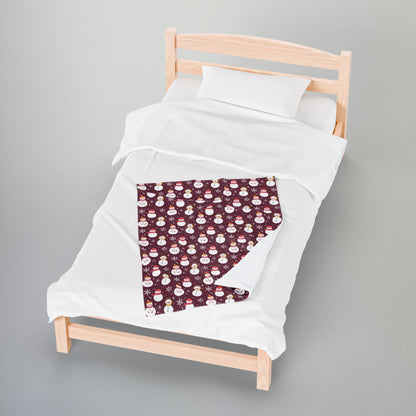 Non-Binary Girl Pride Snowmen Velveteen Plush Blanket