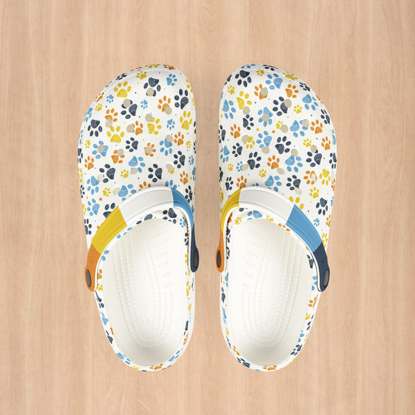 White Aromantic Asexual Pride Paw Print Clogs