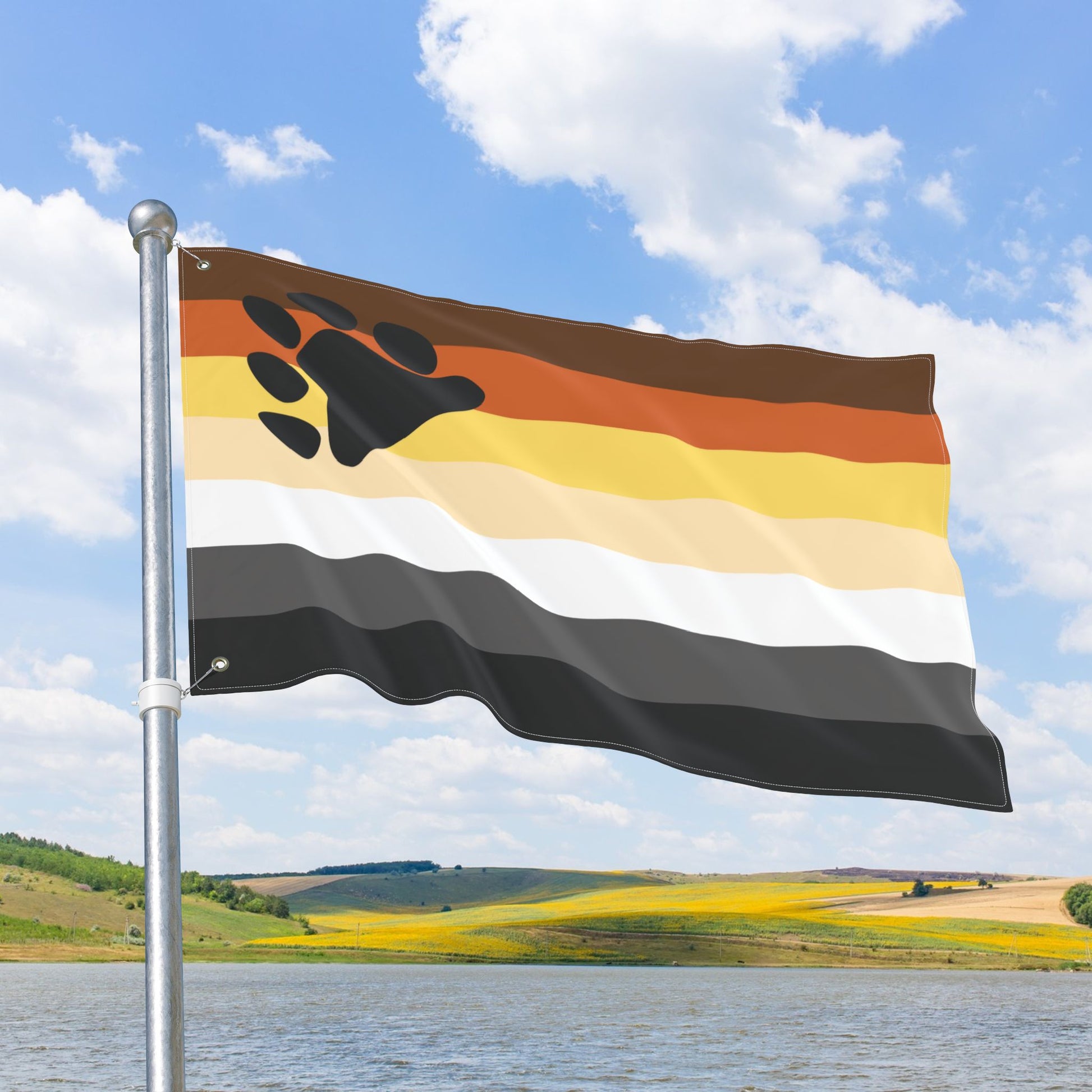 Bear with Paw Pride Double-Sided Flag, with Left or Right Side Grommets