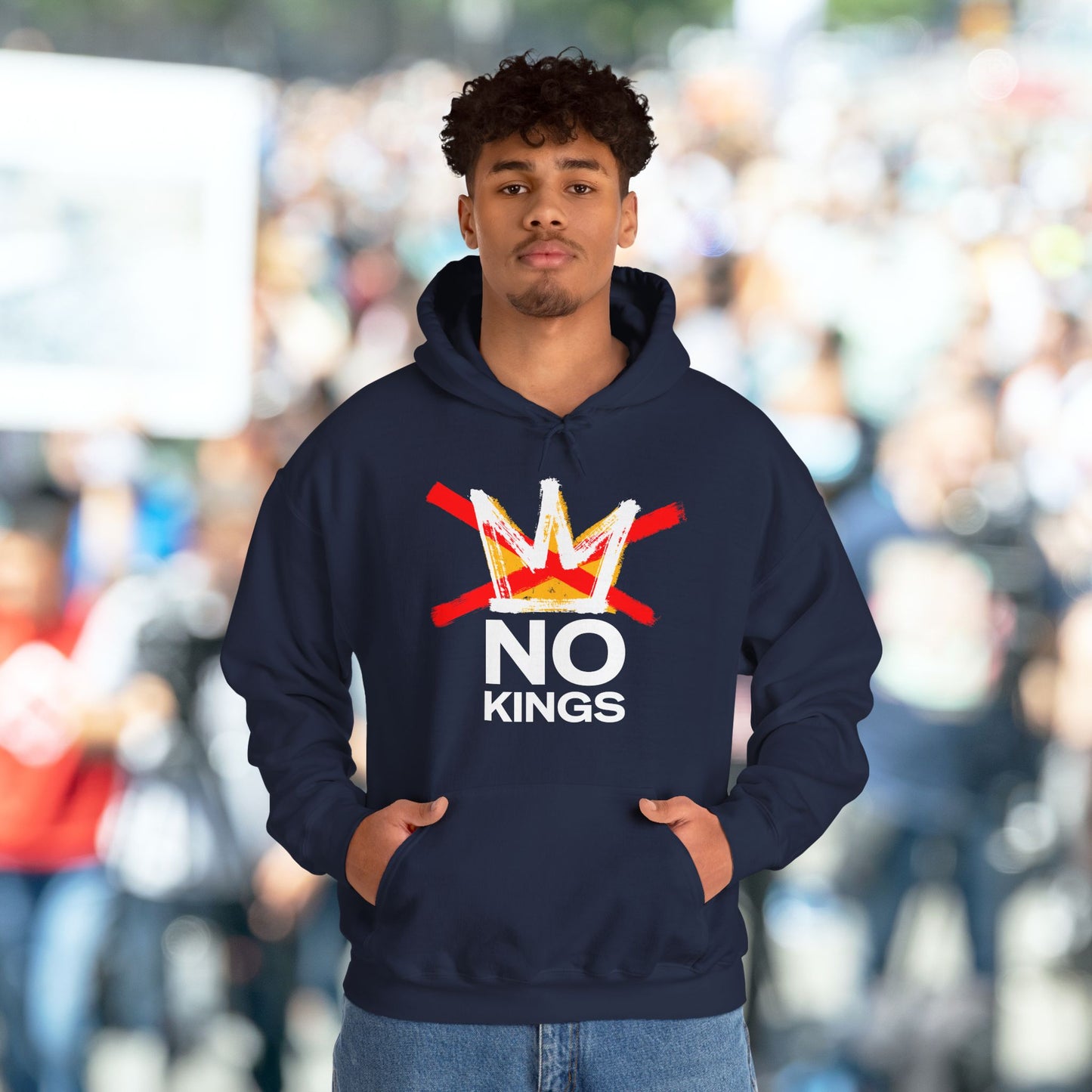Navy No Kings Protest Hoodie