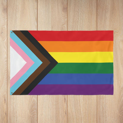 Rainbow Progress Pride Double-Sided Flag with Grommets