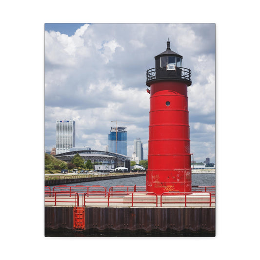 Phare et horizon de Milwaukee Wisconsin ; Milwaukee Pierhead Light, Photographie Toile Wrap Wall Art