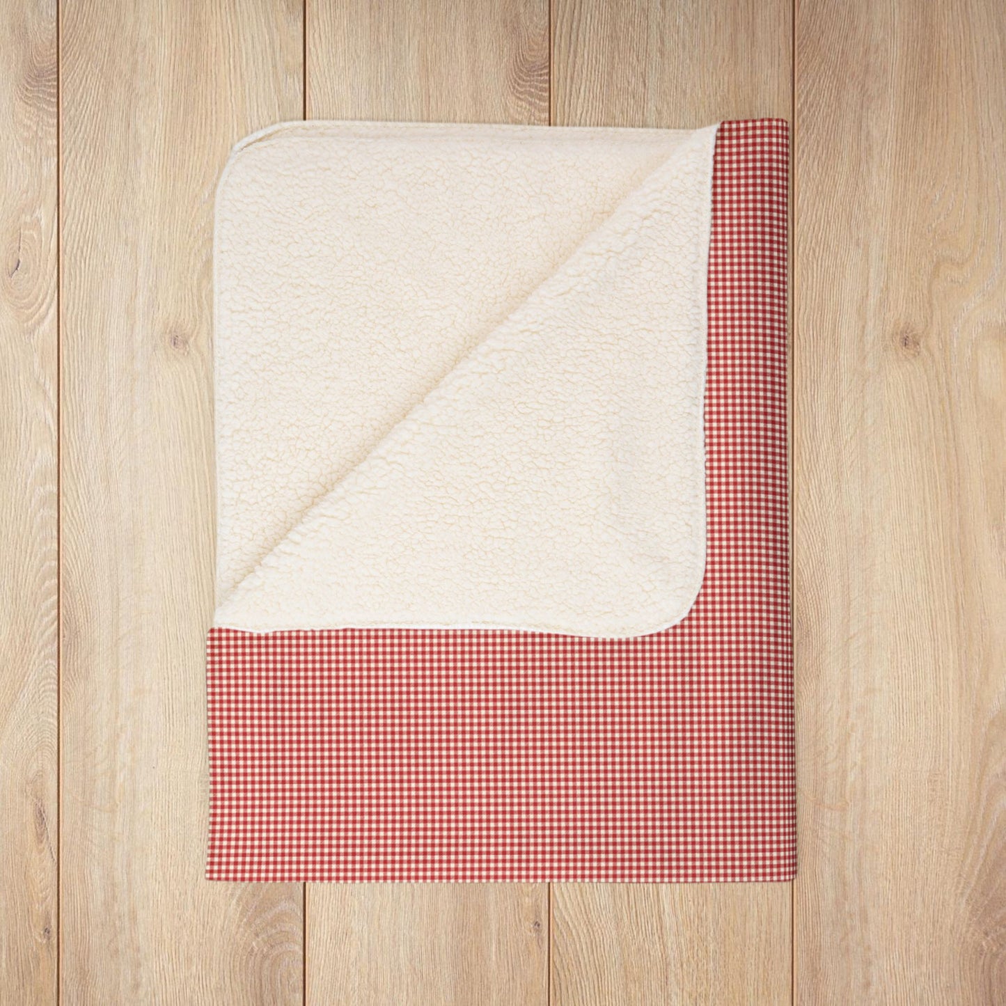 Red & Cream Gingham Fleece Sherpa Blanket