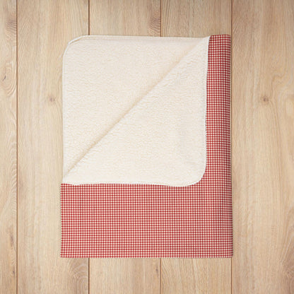 Red & Cream Gingham Fleece Sherpa Blanket