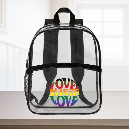 Clear Black One size Rainbow PoC Pride Love is Love 15"×12" Clear Backpack