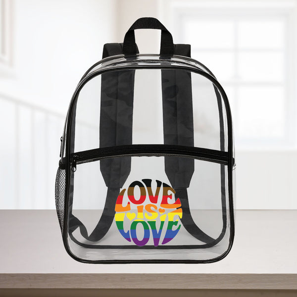 Clear Black One size Rainbow PoC Pride Love is Love 15"×12" Clear Backpack
