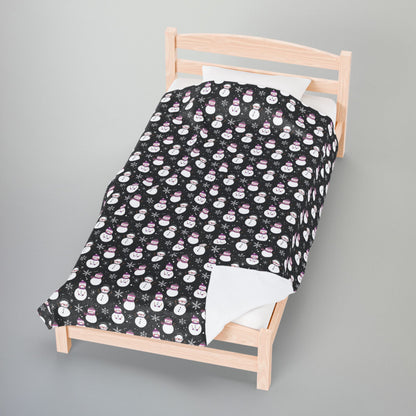 Straight Queer Pride Snowmen Velveteen Plush Blanket