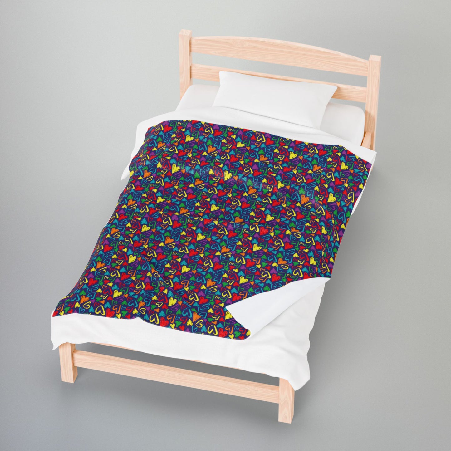 Rainbow Pride Velveteen Plush Hearts Blanket