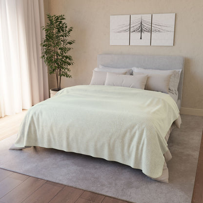 Light Green & White Gingham Fleece Sherpa Blanket