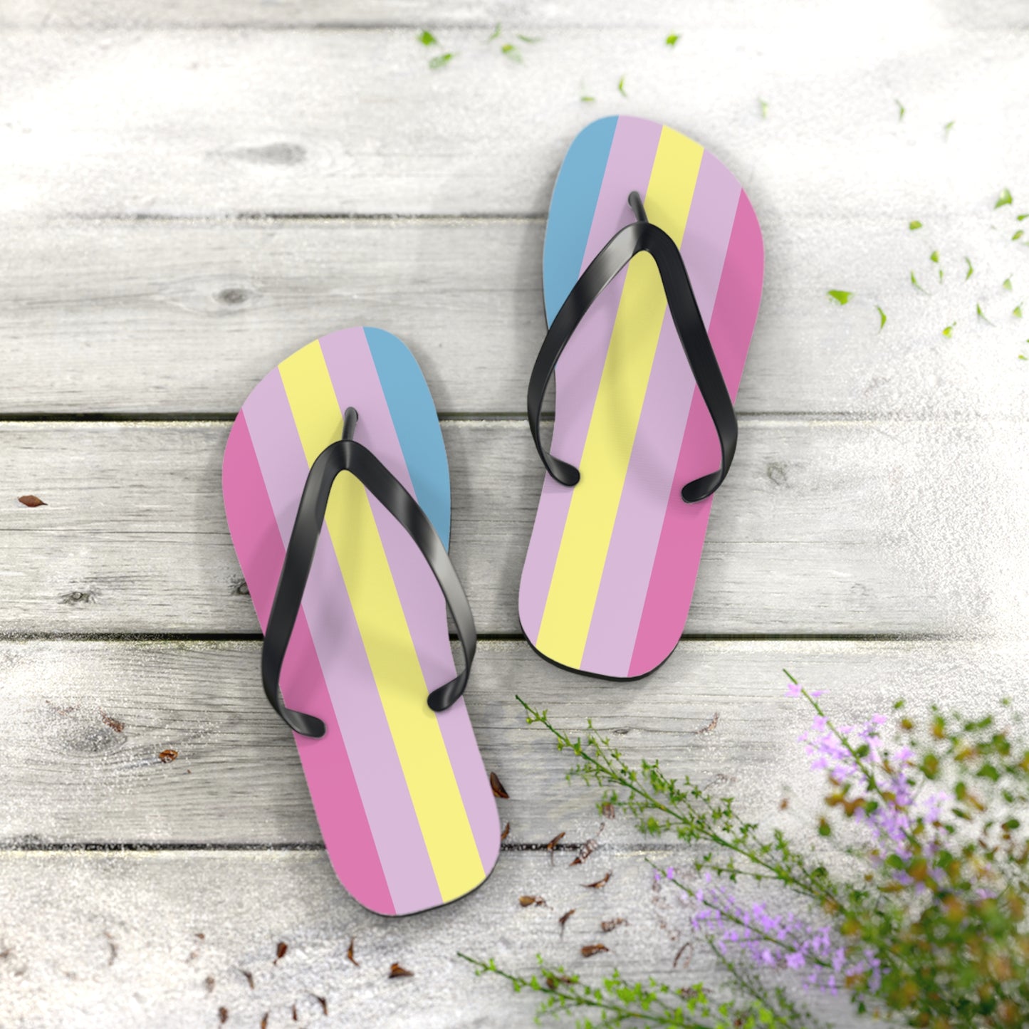 L Black sole Aporagender Pride Flip Flops