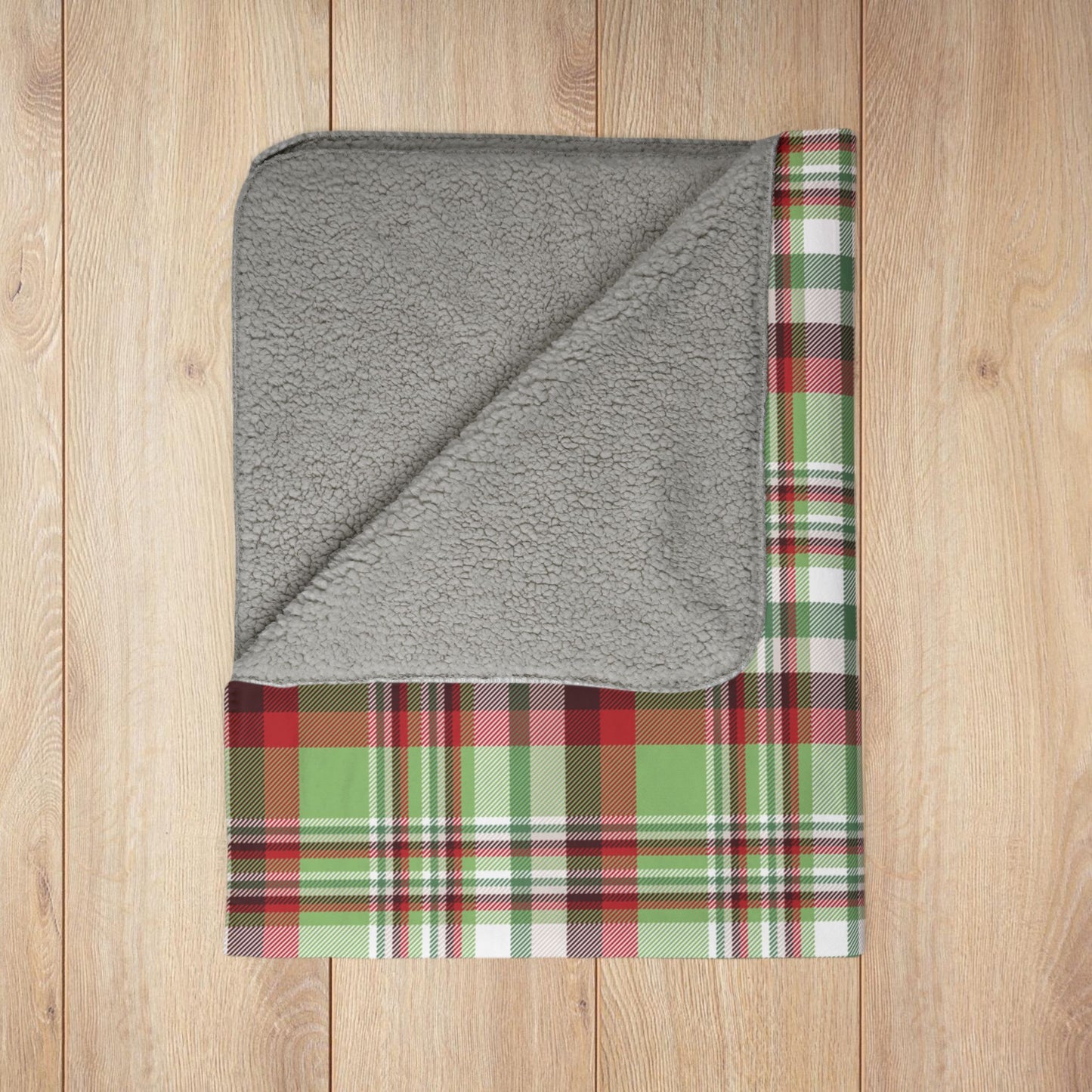 Christmas Classic Red & Green Plaid Fleece Sherpa Blanket
