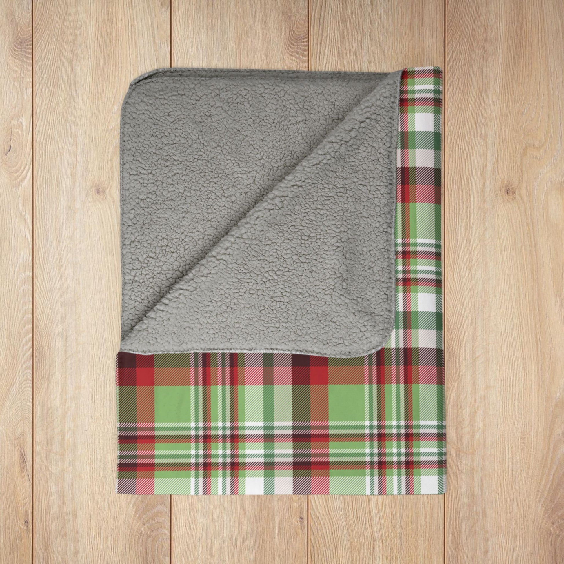 Christmas Classic Red & Green Plaid Fleece Sherpa Blanket