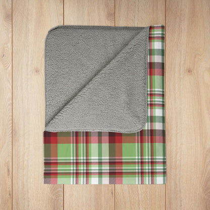 Christmas Classic Red & Green Plaid Fleece Sherpa Blanket
