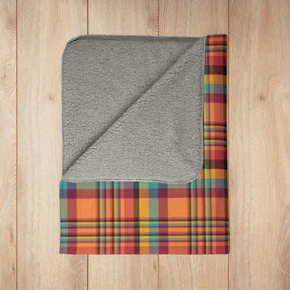 Orange & Wine Gurnee IL Plaid Fleece Sherpa Blanket