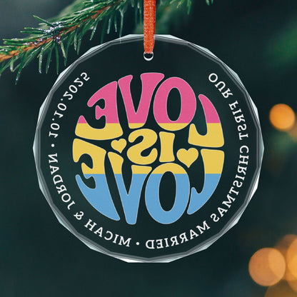 Custom Crystal Love is Love Pansexual Pride 3" Circle Ornament