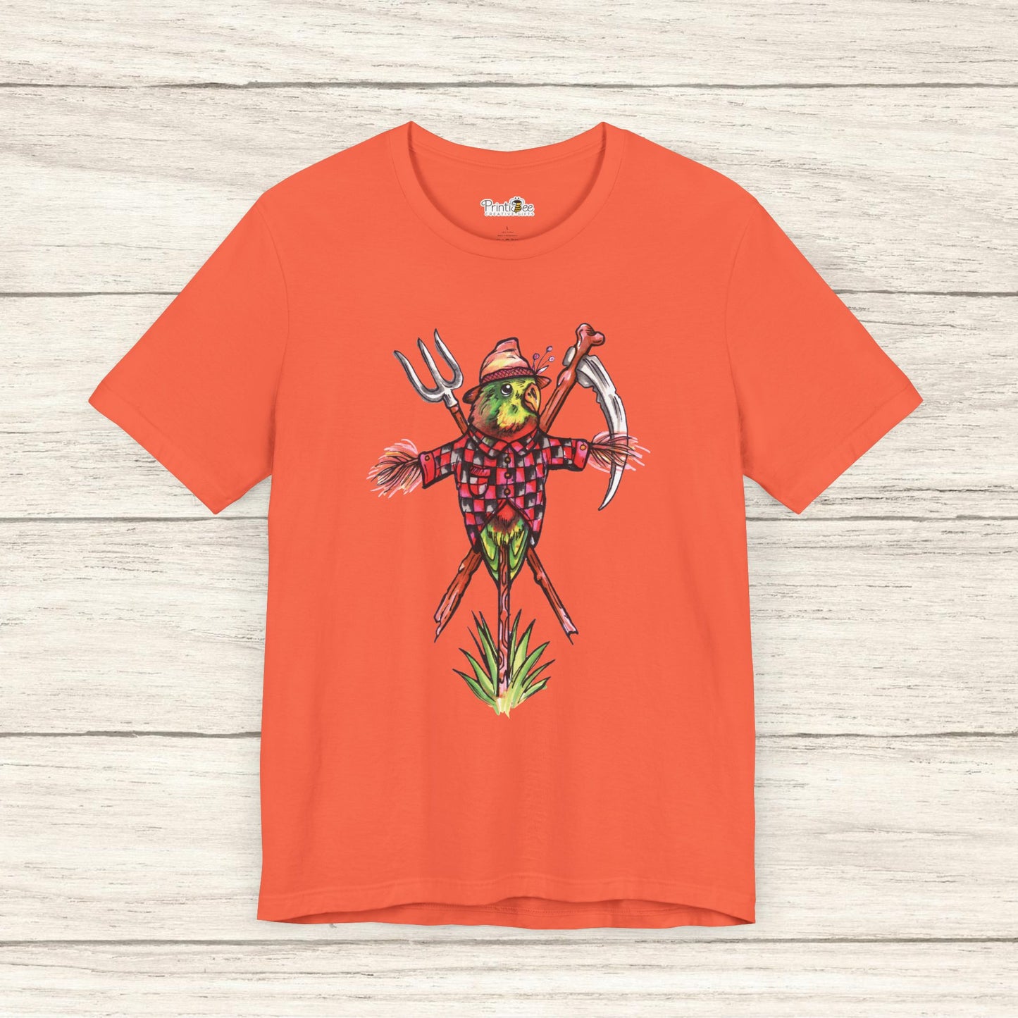 Scarecrow Lovebird, Hand-Drawn & Hand-Colored Tee