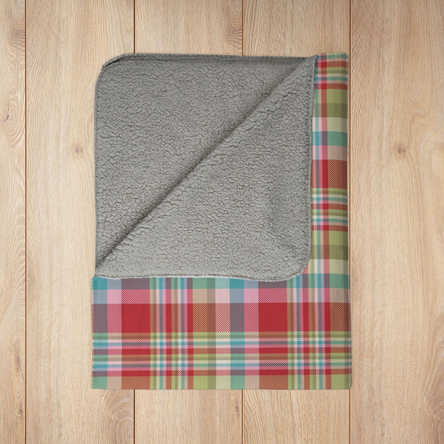 Christmas MCM Red Plaid Fleece Sherpa Blanket