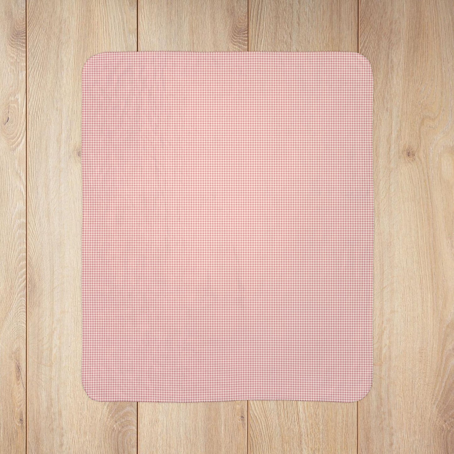 Pink & Cream Gingham Fleece Sherpa Blanket