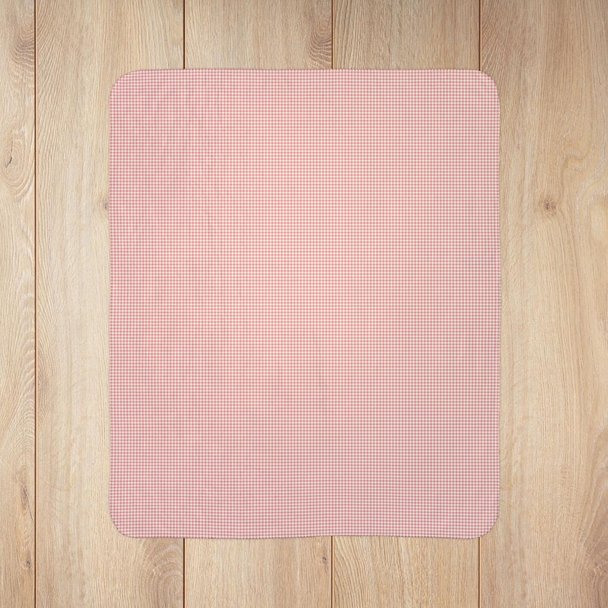 Pink & Cream Gingham Fleece Sherpa Blanket