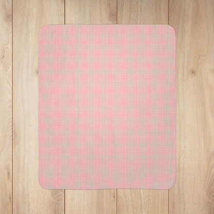 Pink & Cream Gingham Fleece Sherpa Blanket