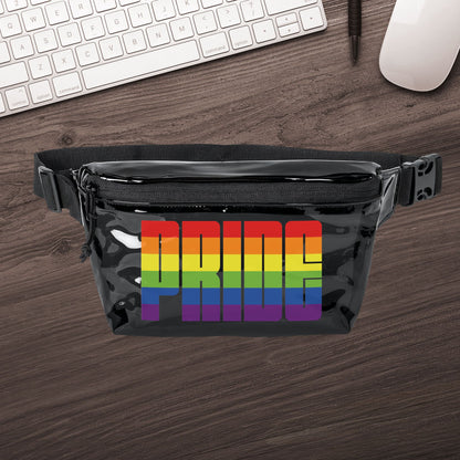 One size Black Smoke Black Rainbow Pride Clear Fanny Pack