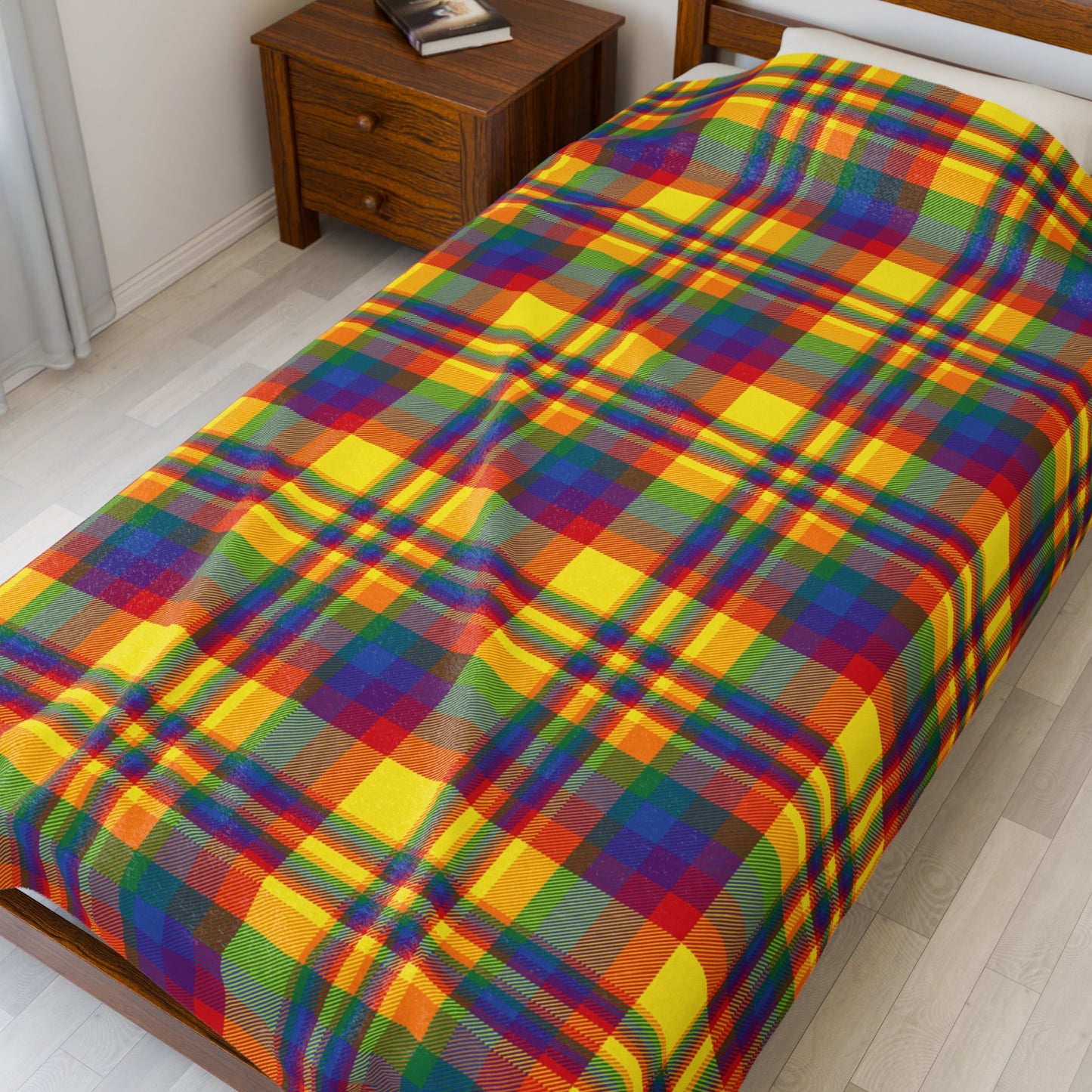 Rainbow Pride Plaid Velveteen Plush Blanket
