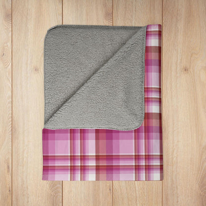 Lesbian Pink Pride Plaid Fleece Sherpa Blanket