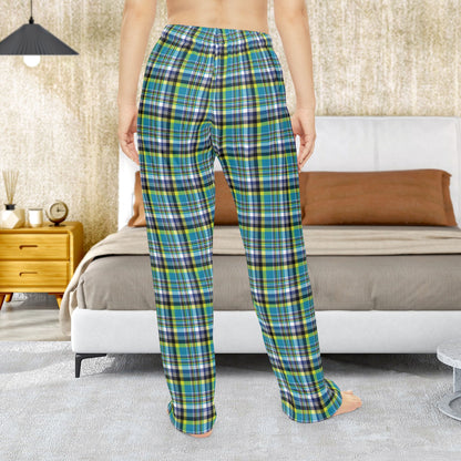 Women’s Teal & Neon Green Charlotte NC & Fort Mill SC Plaid Pajama Pants