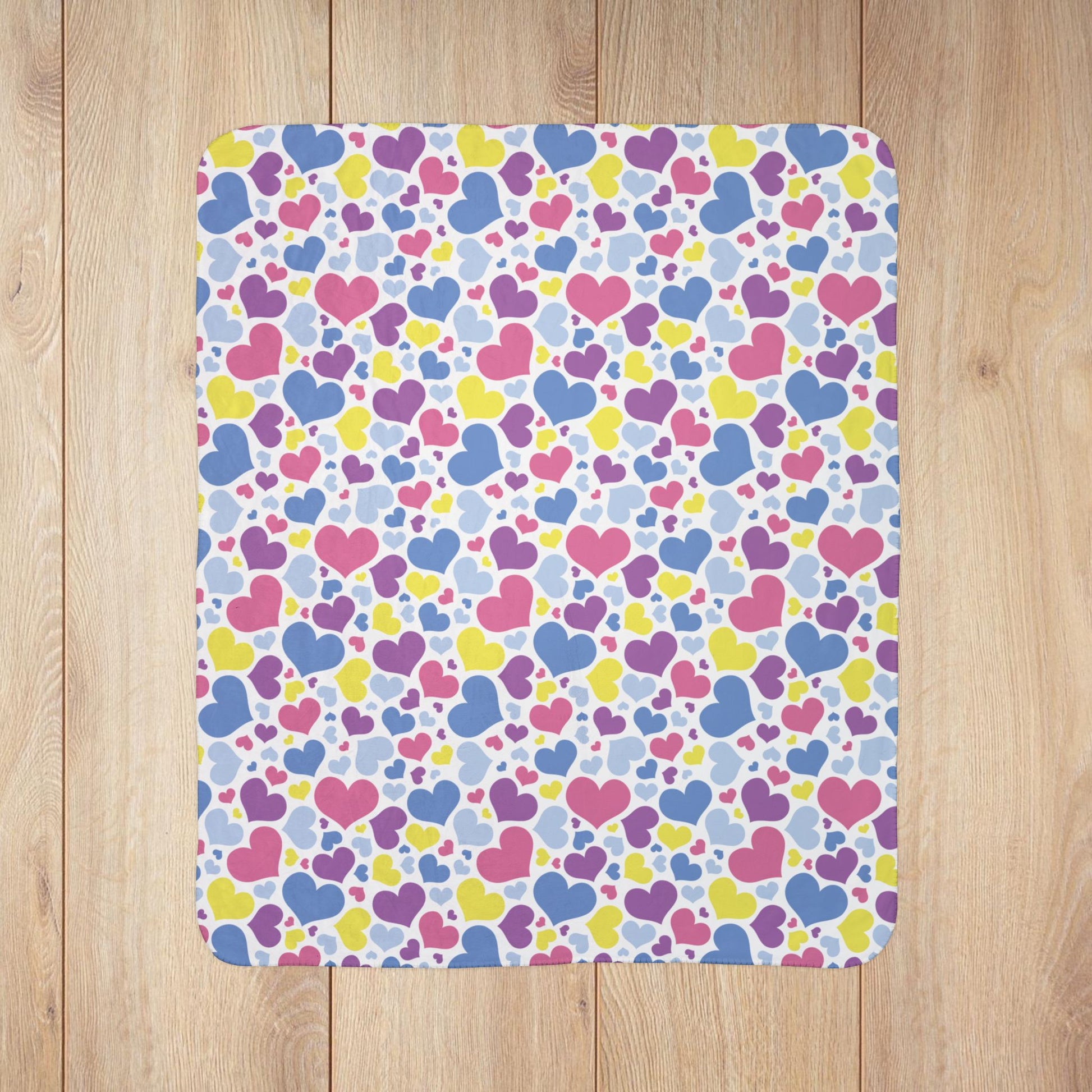 Bigender Pride Valentine’s Day Hearts White Fleece Sherpa Blanket