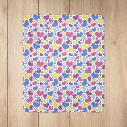 Bigender Pride Valentine’s Day Hearts White Fleece Sherpa Blanket