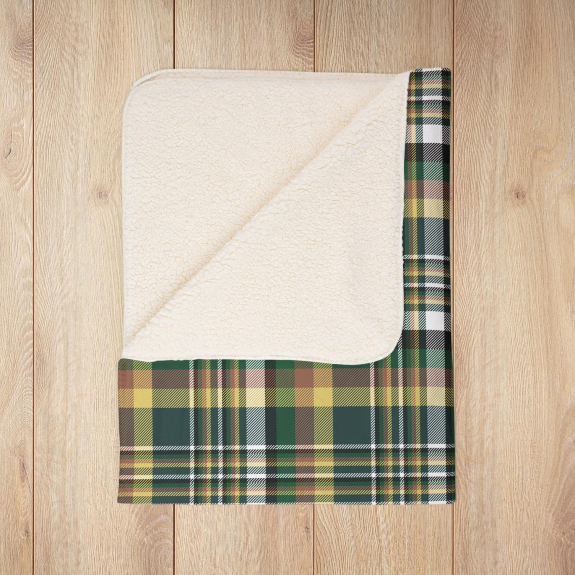 Green, White & Yellow Gurnee IL Plaid Fleece Sherpa Blanket