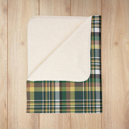 Green, White & Yellow Gurnee IL Plaid Fleece Sherpa Blanket